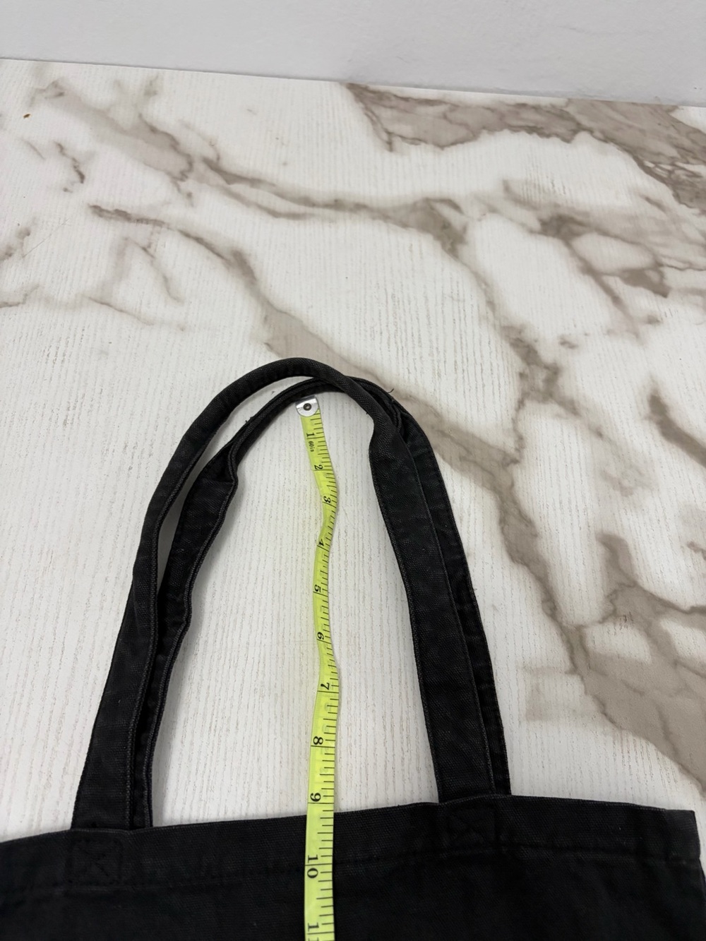 Stussy Big Stock Logo Canvas Tote Bag Black Cotton Shoulder Book Bag Streetwea - Picture 8 of 8